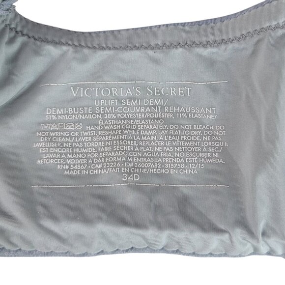 Victoria's Secret Uplift Semi Demi Bra Gray 34D Underwire Adjustable Seamless - Picture 9 of 9